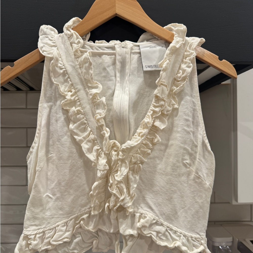 C/MEO Collective Cream Ruffle Sleeveless Blouse